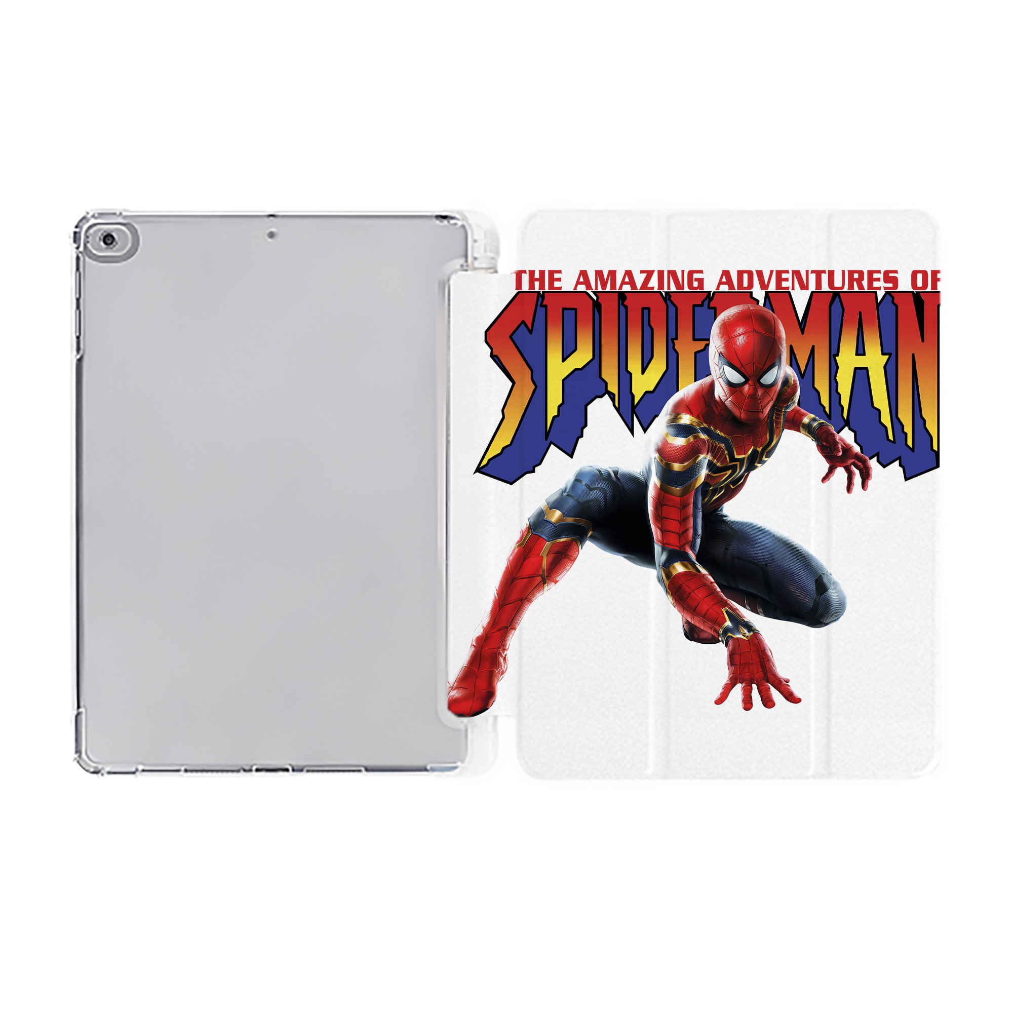 （画像用） Spider Man スパイダーマン IPad ケース ペン収納付き 三つ折りスタンド PUレザー×シリコン 対応機種9.5/10.5/10.9インチ